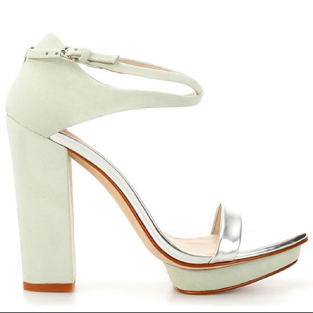 Zara Silver & Mint Platform Sandal - Size 39 NEW